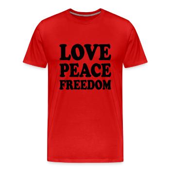 Love peace freedom - Men's Premium Organic T-Shirt - red - Front - Damien (186cm)