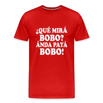 que mira bobo - Männer Premium Bio T-Shirt - Rot - Vorne - Damien (186cm)