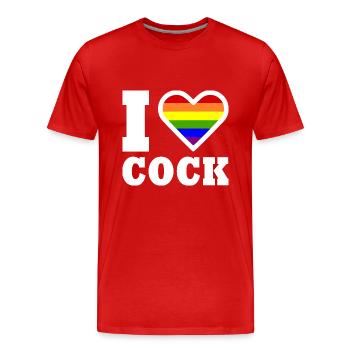 I love cock - Men's Premium Organic T-Shirt - red - Front - Damien (186cm)