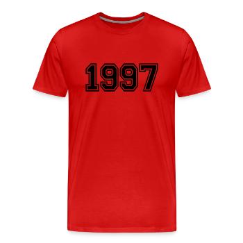 1997 - Männer Premium Bio T-Shirt - Rot - Vorne - Damien (186cm)