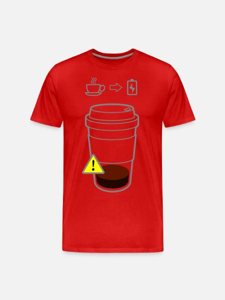 Warning Coffee Low - Men's Premium Organic T-Shirt - red
