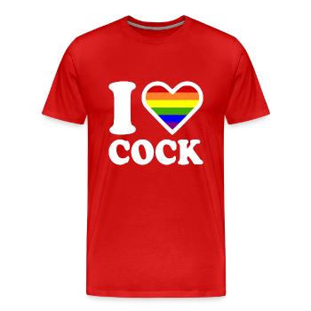 I love cock - Men's Premium Organic T-Shirt - red - Front - Damien (186cm)