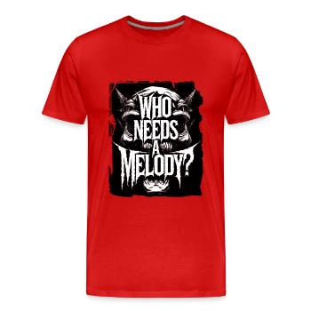 Death Metal Skull Ironic Who Needs A Melody? - Men's Premium Organic T-Shirt - red - Front - Damien (186cm)