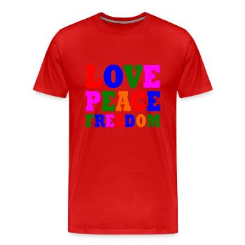 Love peace freedom - T-shirt bio Premium Homme - rouge - Devant - Damien (186cm)