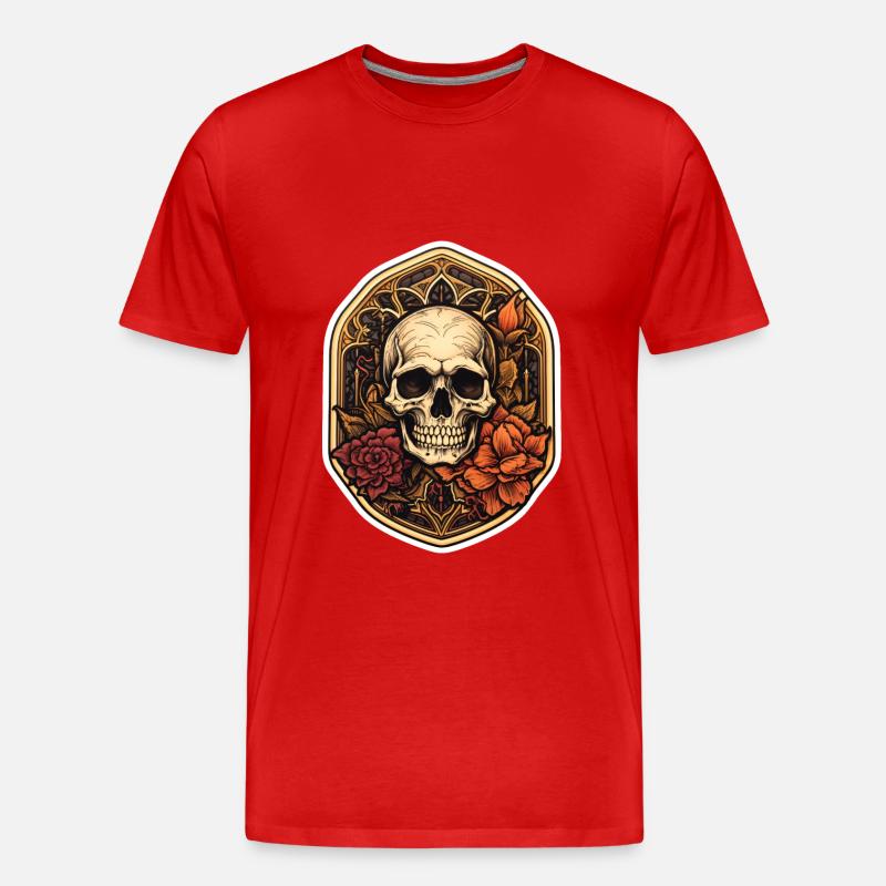 Totenschädel Gothic Halloween - Männer Premium Bio T-Shirt - Rot
