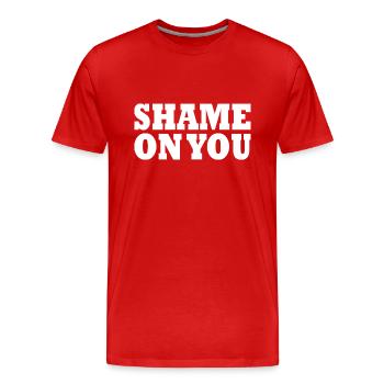 Shame on you - T-shirt bio Premium Homme - rouge - Devant - Damien (186cm)