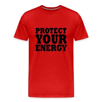 Protect your energy - T-shirt bio Premium Homme - rouge - Devant - Damien (186cm)
