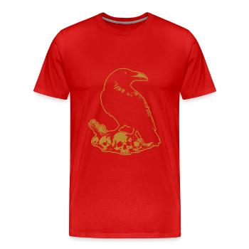 Black Mystic Raven with Skull Skull - Men's Premium Organic T-Shirt - red - Front - Damien (186cm)