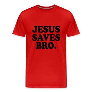 Jesus saves bro - T-shirt bio Premium Homme - rouge - Devant - Damien (186cm)