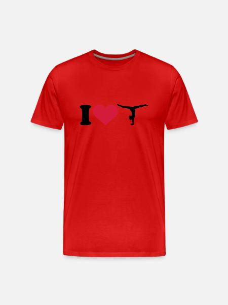 I love Gymnastik Turnen - Männer Premium Bio T-Shirt - Rot