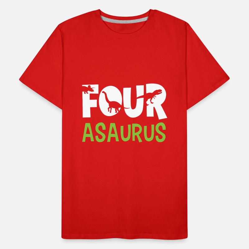 FOUR-asaurus Dino Dinosaurier 4rth Geburtstag Geschenkidee Männer Premium Bio T-Shirt
