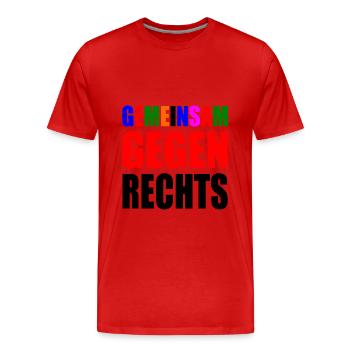 gemeinsam gegen rechts - Männer Premium Bio T-Shirt - Rot - Vorne - Damien (186cm)