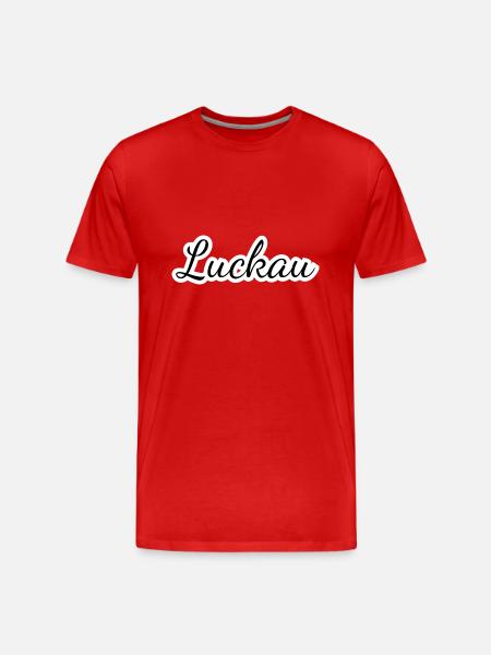 Luckau - Textdesign mit Stadtnamen - Männer Premium Bio T-Shirt - Rot