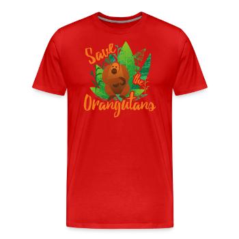 Save the Orangutans - Männer Premium Bio T-Shirt - Rot - Vorne - Damien (186cm)