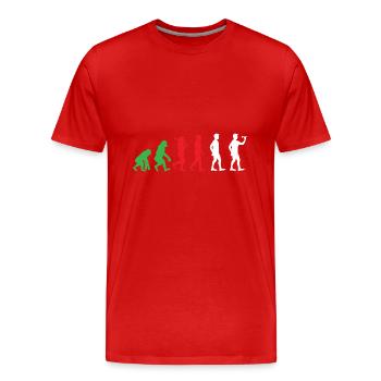 Darts Competition Sport Player Human Evolution - Men's Premium Organic T-Shirt - red - Front - Damien (186cm)