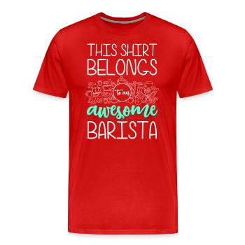 Barista Cafe Coffee Cup Buveur de café - T-shirt bio Premium Homme - rouge - Devant - Damien (186cm)