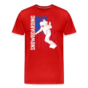 Snowboarder Snow Ski Holiday Pistensau - Men's Premium Organic T-Shirt - red - Front - Damien (186cm)