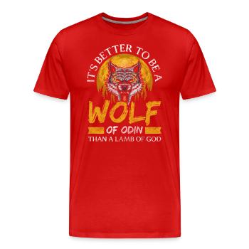 Viking Gods Symbols - Men's Premium Organic T-Shirt - red - Front - Damien (186cm)