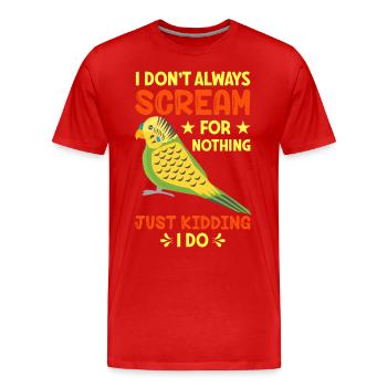Wellensittich gefiederter Freund Vögel beobachten - Männer Premium Bio T-Shirt - Rot - Vorne - Damien (186cm)