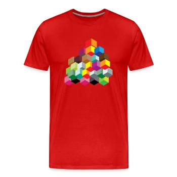 Cubes colorés - T-shirt bio Premium Homme - rouge - Devant - Damien (186cm)