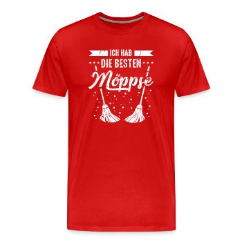 Hausfrau und Reinigung ich hab die besten Möppse - Männer Premium Bio T-Shirt - Rot - Vorne - Damien (186cm)
