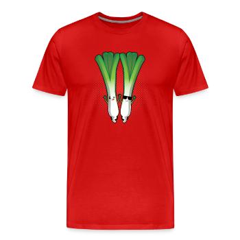 Zwei Stangen Lauch - Männer Premium Bio T-Shirt - Rot - Vorne - Damien (186cm)