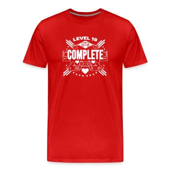 18 Geburtstag Gamer Level 18 - Männer Premium Bio T-Shirt - Rot - Vorne - Damien (186cm)