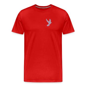 Rosa Taube Pocket Friedenstaube - Männer Premium Bio T-Shirt - Rot - Vorne - Damien (186cm)