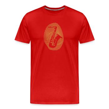 Conception de saxophone - T-shirt bio Premium Homme - rouge - Devant - Damien (186cm)