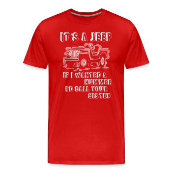 It Is A Jeeps - Men's Premium Organic T-Shirt - red - Front - Damien (186cm)