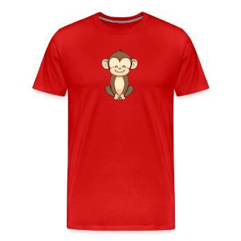 Le singe mignon est assis détendu - T-shirt bio Premium Homme - rouge - Devant - Damien (186cm)