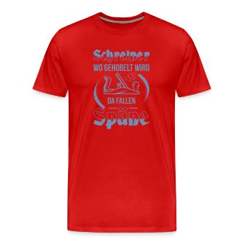 Schreiner Herren TShirt Wo gehobelt wird - Männer Premium Bio T-Shirt - Rot - Vorne - Damien (186cm)