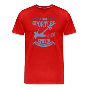 Echte Sportler spielen Fußballtennis - Männer Premium Bio T-Shirt - Rot - Vorne - Damien (186cm)