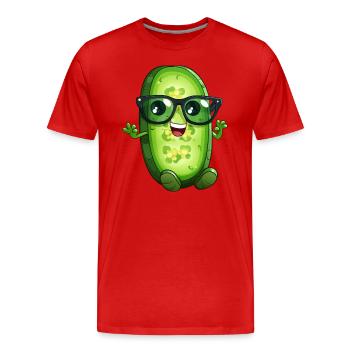 Coole Gewürzgurke mit Sonnenbrille - Männer Premium Bio T-Shirt - Rot - Vorne - Damien (186cm)