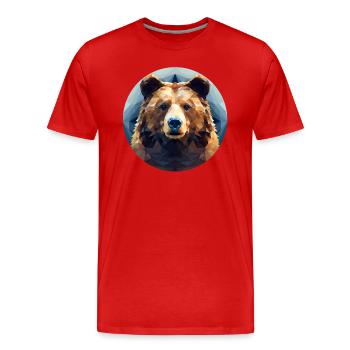 Bär in Polygon-Geometrie - Männer Premium Bio T-Shirt - Rot - Vorne - Damien (186cm)