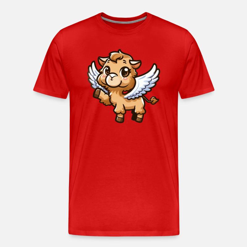 Engels-Kamel: Himmlischer Comic-Stil - Männer Premium Bio T-Shirt - Rot