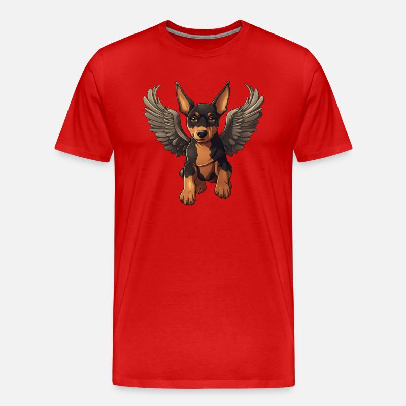 Dobermann Engel Welpe Design - Männer Premium Bio T-Shirt - Rot