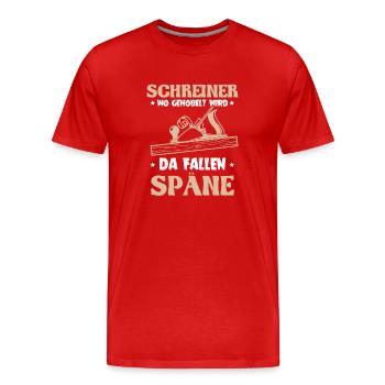 Schreiner wo gehobelt wird da Fallen Späne - Männer Premium Bio T-Shirt - Rot - Vorne - Damien (186cm)