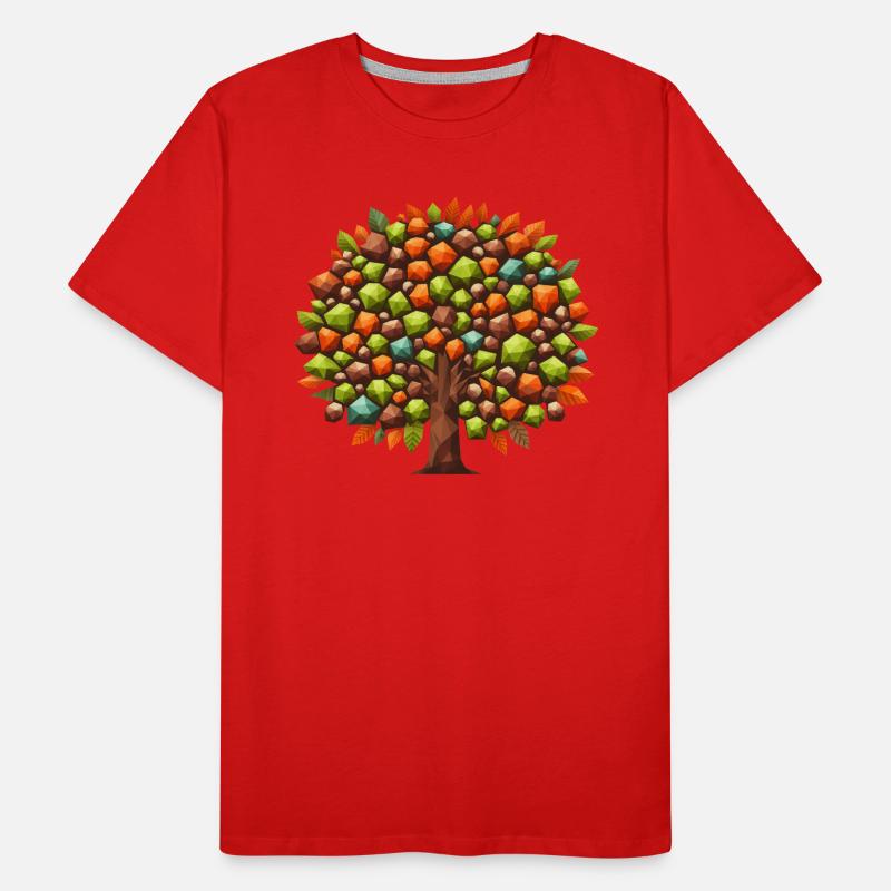 Autumn Elegance: Polygonal Deciduous Tree in Men's Premium Organic T-Shirt