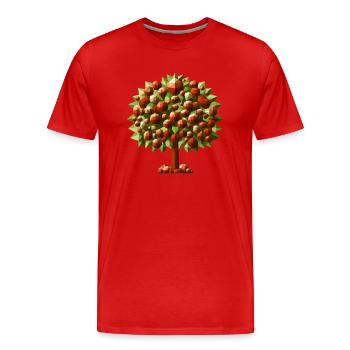 Ein Laubbaum Kastanie im Polygon Stil - Männer Premium Bio T-Shirt - Rot - Vorne - Damien (186cm)