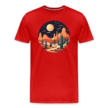 Kaktus Wüste Mond Sunset Nachthimmel - Männer Premium Bio T-Shirt - Rot - Vorne - Damien (186cm)