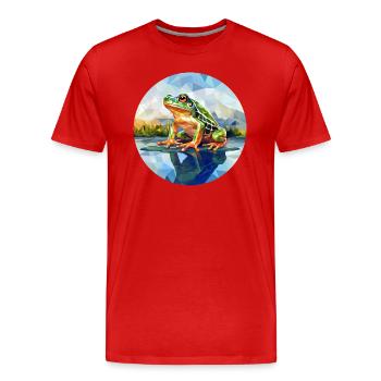 Grenouille polygonale dans l’étang - T-shirt bio Premium Homme - rouge - Devant - Damien (186cm)