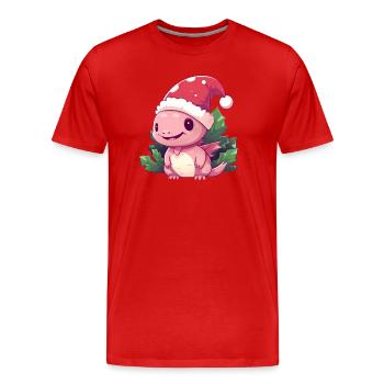 Noël Axolotl Gui - T-shirt bio Premium Homme - rouge - Devant - Damien (186cm)