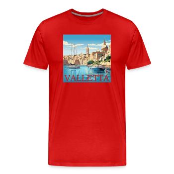 Valletta Malta Mediterranean Jewel - Men's Premium Organic T-Shirt - red - Front - Damien (186cm)
