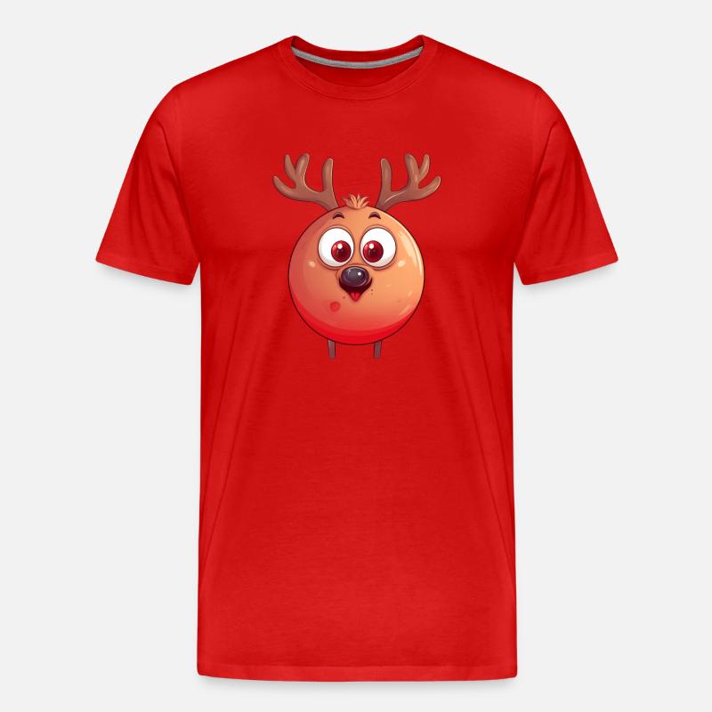 Rundes Rentier-Weihnachtskugel Comic Design - Männer Premium Bio T-Shirt - Rot