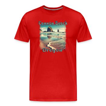 Cannon Beach, Oregon, USA - Relaxing Vacation on the - Men's Premium Organic T-Shirt - red - Front - Damien (186cm)