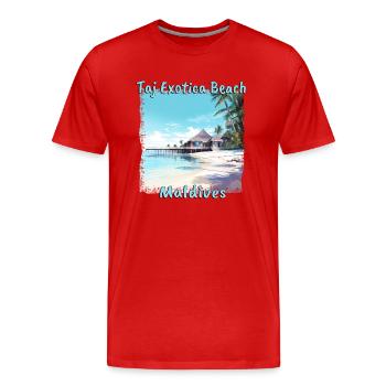 Taj Exotica Beach Maldives Vacances au coucher du soleil - T-shirt bio Premium Homme - rouge - Devant - Damien (186cm)