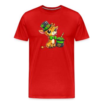 Pizza Kawaii : Danse Salami et Jalapeno - T-shirt bio Premium Homme - rouge - Devant - Damien (186cm)