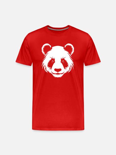 Panda Silhouette Head Portrait - Men's Premium Organic T-Shirt - red