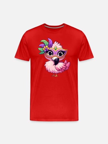 Mardi Gras Comic Flamingo - Men's Premium Organic T-Shirt - red